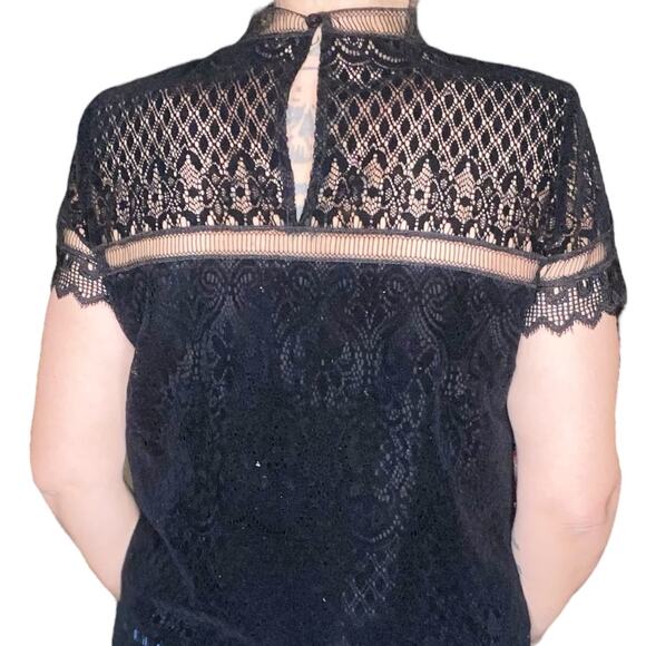 Black Velvet Shirt with Lace size Medium Witchy Goth Whimsigoth - Picture 2 of 6